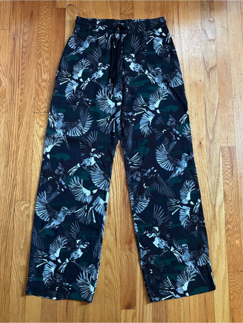 Markus Lupfer Black Joggers with Green and White Bird Print